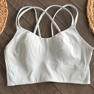 Lululemon Like a Cloud Ribbed Long Bra size 6 light blue